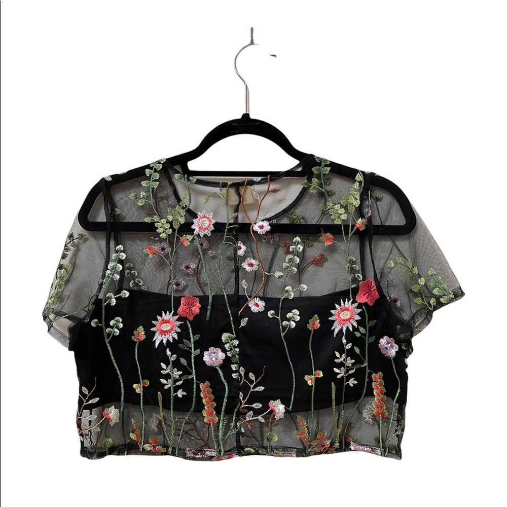 Embroidered Mesh Top by Emory Park